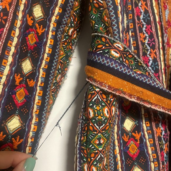 Zara Colourful Embroidered Jacket with Belt Size Small / Medium Boho - Picture 8 of 12